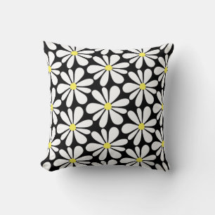Coussin Baise blanche sur Floral noir
