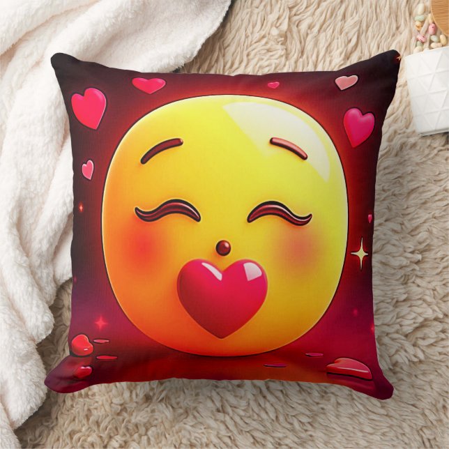 Coussin Baiser Emoji Coeurs soufflants (Couverture)