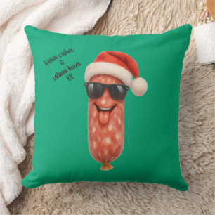 Coussin Baisers drôles de salami de noël