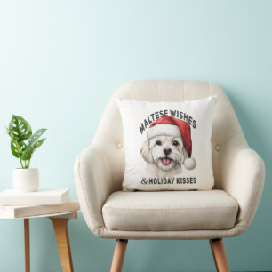 Coussin Baisers maltais et fêtes : Chien de Noël
