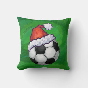 Coussin Bal de football Santa Chapeau sur Vert