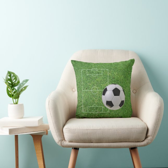 Coussin Bal De Football Sur Le Terrain De Sport D'Herbe (Chaise)