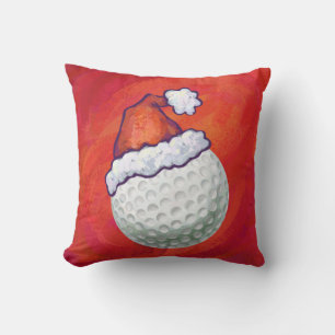 Coussin Bal de golf à Santa Hat sur Red
