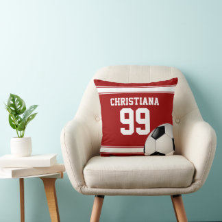Coussin Bal de soccer Jersey cool rouge et blanc