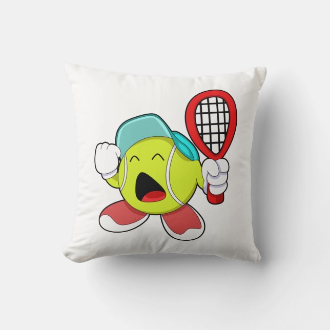 Coussin Bal de tennis avec raquette de tennis (Recto)