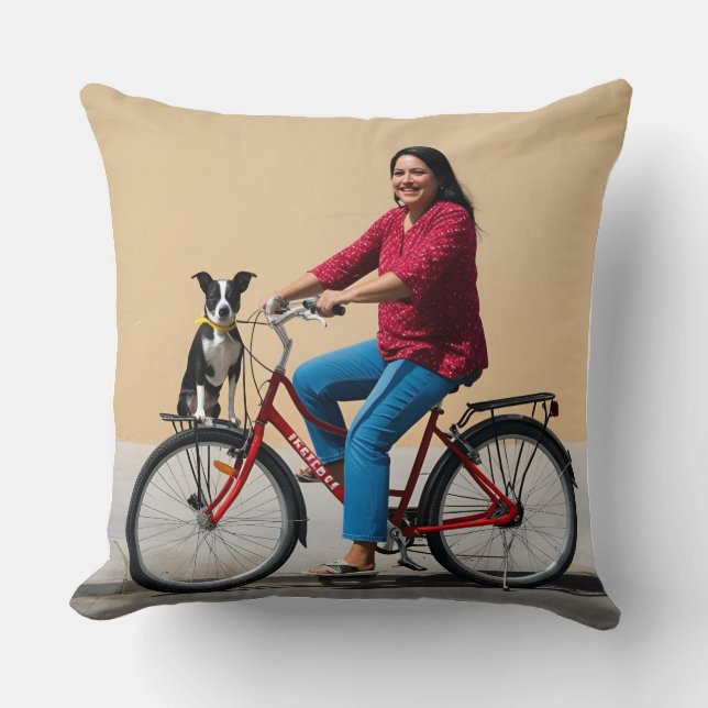 Coussin Balade à vélo avec Canine Companion (Recto)