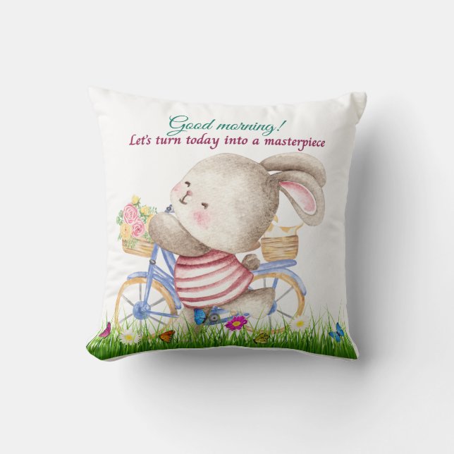 Coussin Balade en vélo Bunny Lancer l'oreiller (Recto)