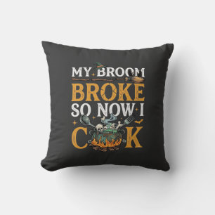 Coussin Balai Casse Chaudron Halloween Crânes Chat Noir_1