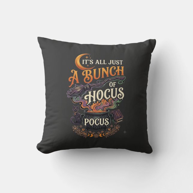 Coussin Balai de sorcière Hocus Pocus Chat noir Chaudron m (Recto)
