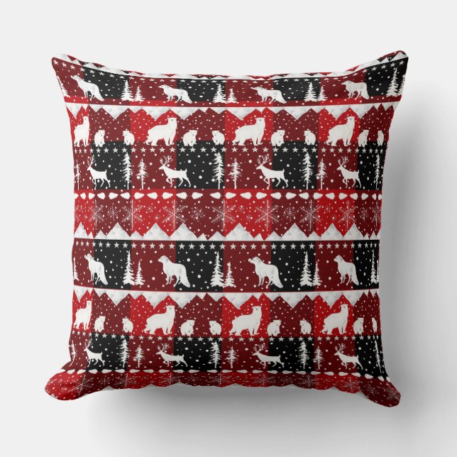 Coussin Balai nordique Sweater Blanc Animaux d'hiver Buffa (Recto)