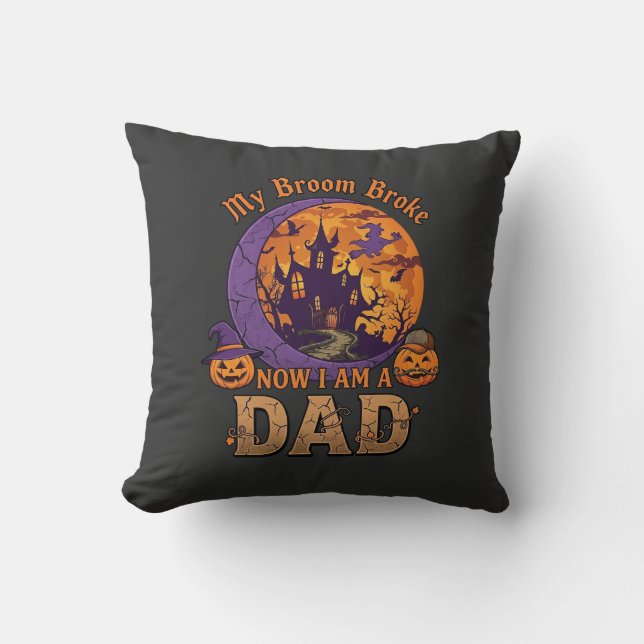 Coussin Balai Papa Cassé Halloween Maison Hantée Moustache (Recto)