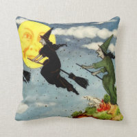 Balai Volant De Sorcière Homme Dans La Lune Ciel