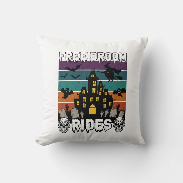 Coussin Balais Gratuits Halloween Maison Hantée Sorcière S (Recto)