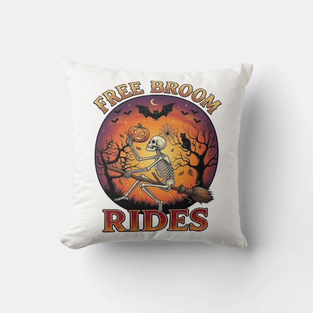 Coussin Balais Gratuits Promenades Halloween Squelette Cit (Recto)