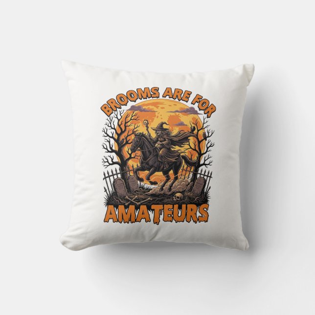 Coussin Balais Sont Des Amateurs Halloween Sorcière Cheval (Recto)