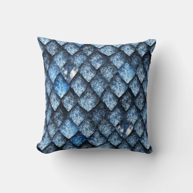 Coussin Balance de dragon / gemmes bleues (Recto)