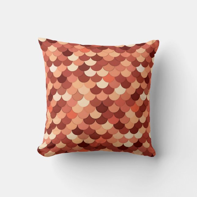 Coussin Balances de sirène, cuivre, Brown, crème et tan (Recto)