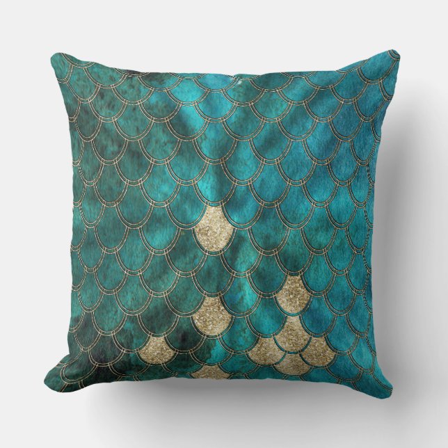 Coussin Balances de sirène vert Aqua de luxe avec Parties  (Recto)