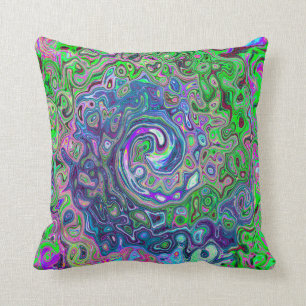 Coussin Balayage Abstrait marbré vert et violet de chaux