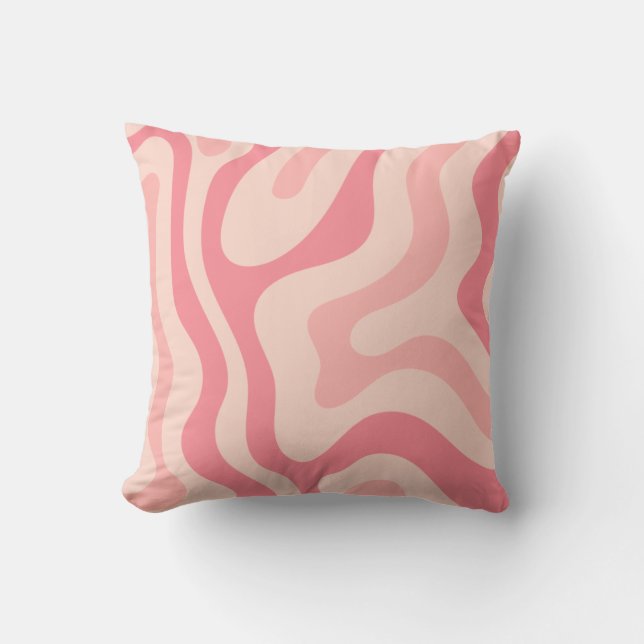 Coussin Balayage liquide Abstrait en rose tendre (Recto)