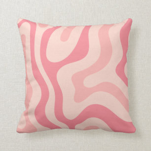 Coussin Balayage liquide Abstrait en rose tendre