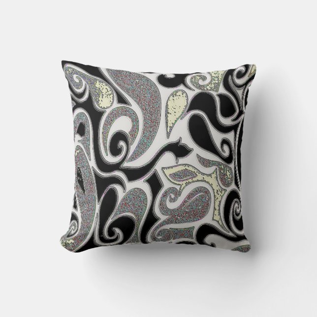 Coussin Balayage rétro noir et blanc (Recto)