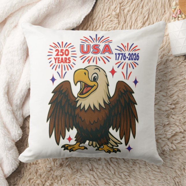 Coussin Bald Eagle avec Fireworks - USA 250 ans 1776-2026 (Couverture)