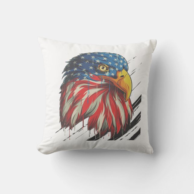 Coussin Bald Eagle Bird USA Drapeau Pleurant Patriotique (Recto)