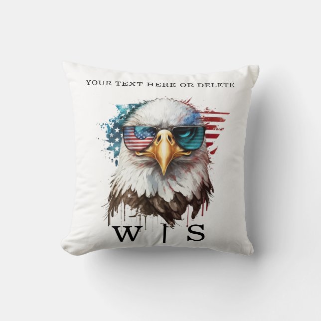 Coussin Bald Eagle moderne & unique USA symbole national (Recto)