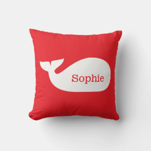 Coussin Baleine à baleine rouge Personnalisée Enfants