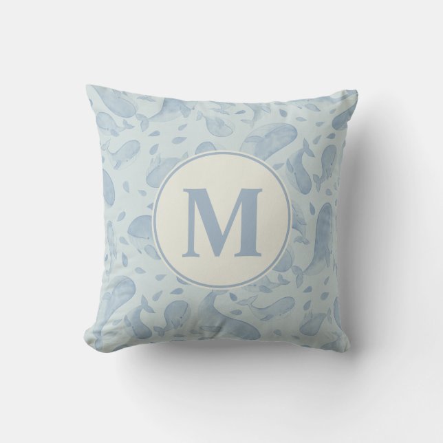 Coussin Baleine à l'aquarelle Paisley Nursery | Mo (Recto)