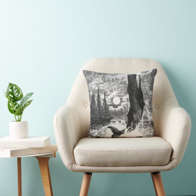 Coussin Baleine à sperme faisant surface, Animaux de la vi (Chaise)