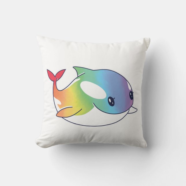 Coussin Baleine Arc-en-ciel  (Recto)