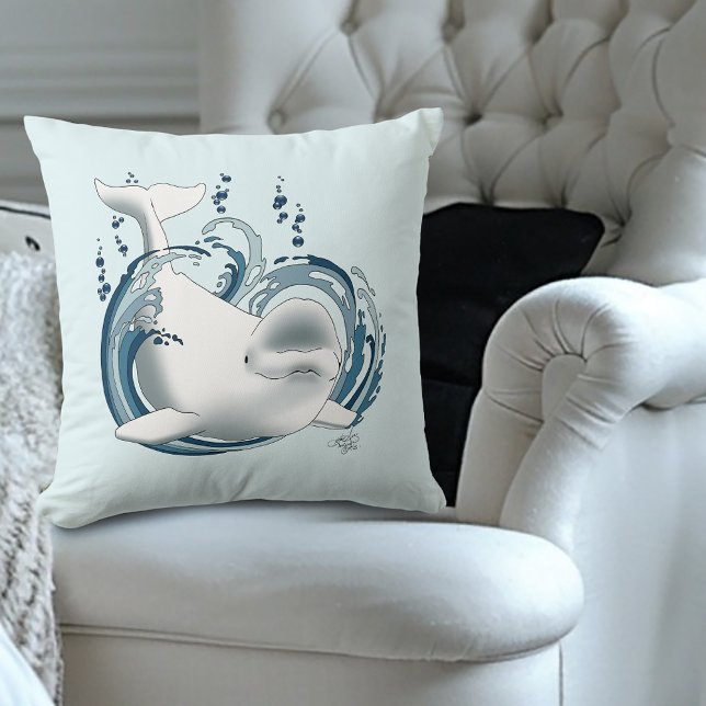 Coussin Baleine Béluga Bleue (Créateur téléchargé)