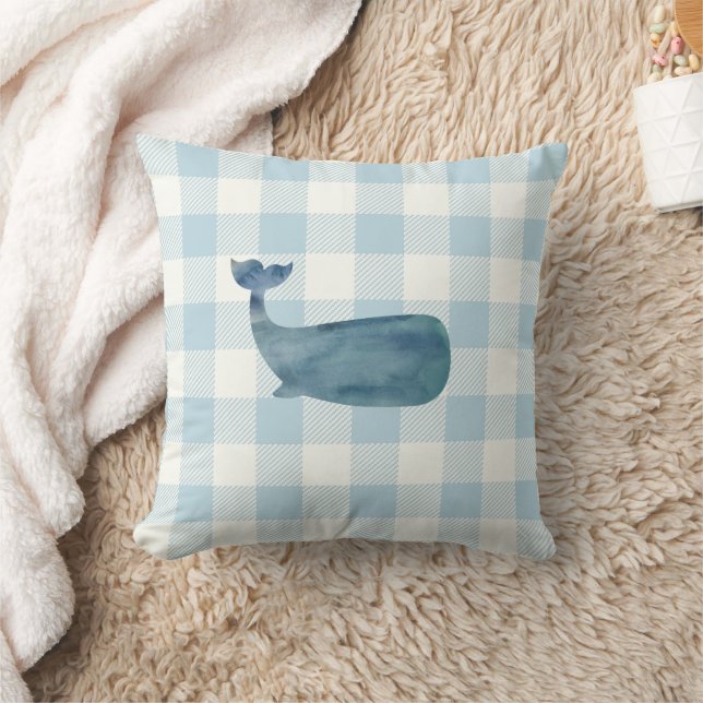 Coussin Baleine Bleu En vichy Vérifier la côte (Couverture)