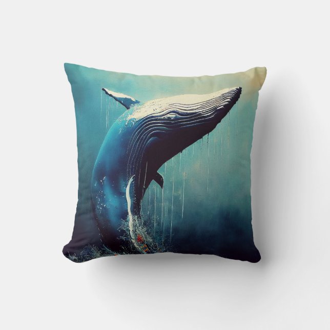 Coussin Baleine Bleue Baleine Bleue Animale Découverte Ave (Recto)