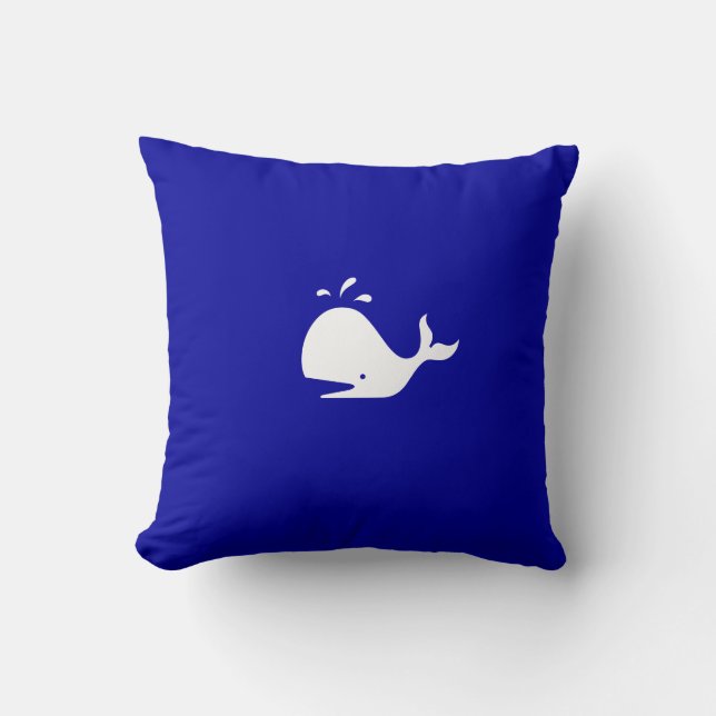 Coussin Baleine de Glow_White-on-Blue d'océan (Recto)