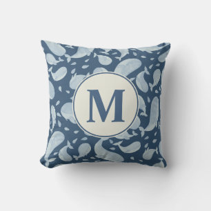 Coussin Baleine Païsley Bleu Aquarelle pour Nurserie   Mon