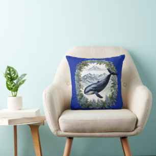 Coussin Baleine Physeter macrocephalus avec laurier de mon