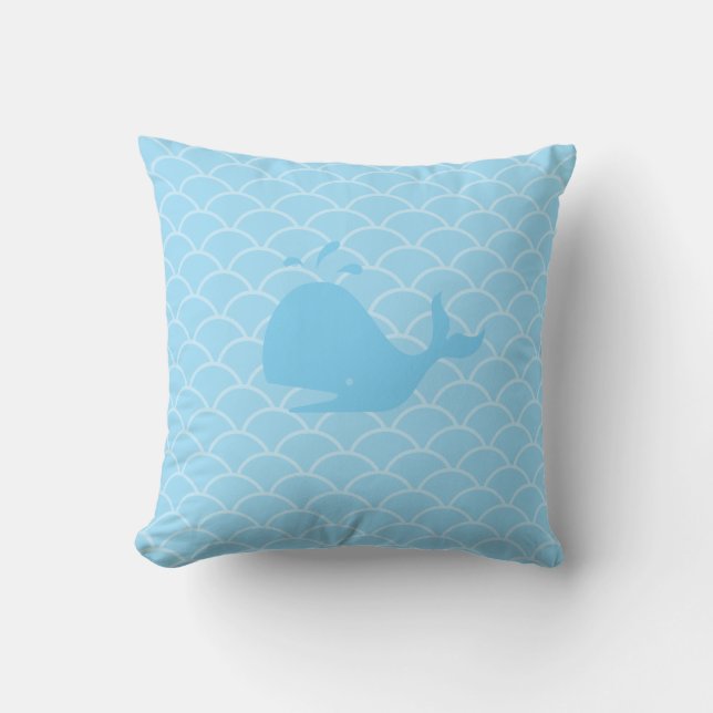 Coussin Baleine sur vagues turquoise (Recto)