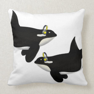 Coussin Baleine tueuse à écouter de la musique Casque jaun