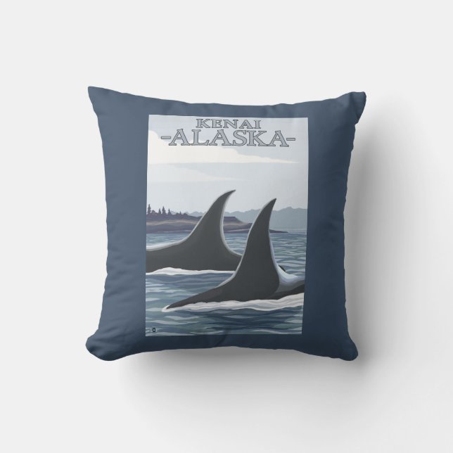 Coussin Baleines #1 - Kenai, Alaska d'orque (Recto)