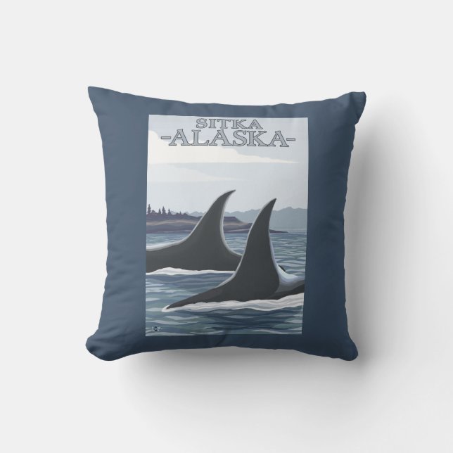 Coussin Baleines #1 - Sitka, Alaska d'orque (Recto)