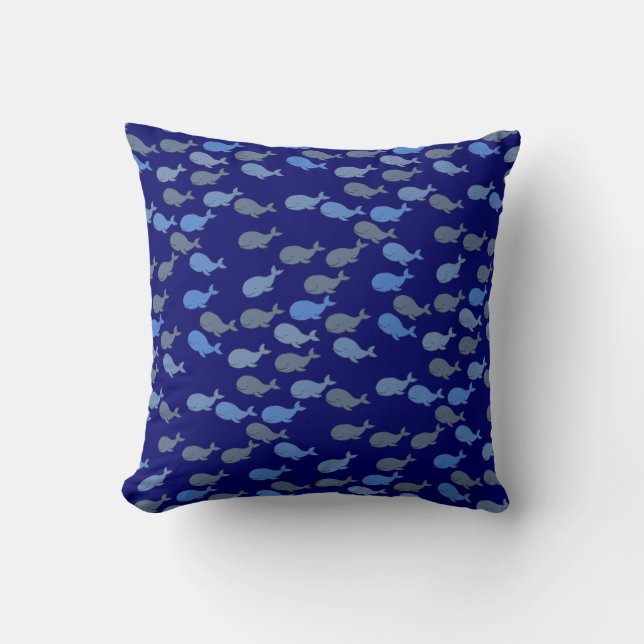 Coussin baleines bleues mignonnes, motif marin (Recto)