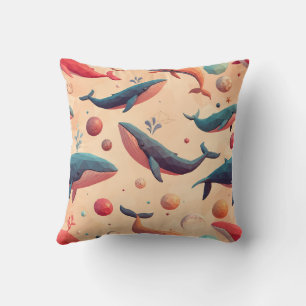 Coussin Baleines cosmiques flottantes