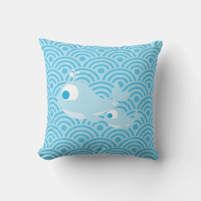 Coussin Baleines et vagues (Recto)