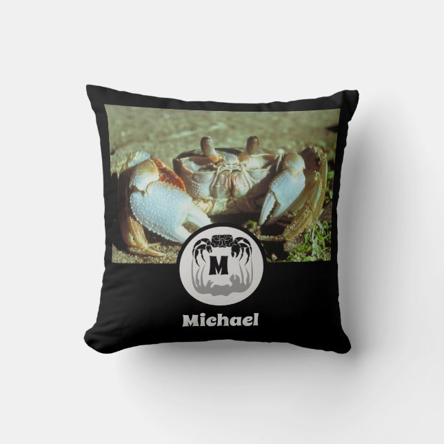 Coussin Balise du crabe fantôme - Silhouette et nom de l'o (Recto)