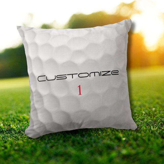 Coussin Balle de golf blanche texturée avec nom et numéro  (Créateur téléchargé)