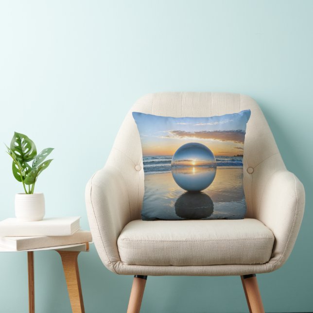 Coussin Balle de lentilles en verre sur la plage Sunrise (Chaise)