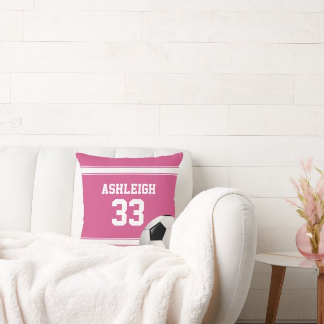 Coussin Balle de soccer Jersey rose et blanc (Canapé)